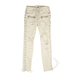 NEW UNRAVEL PROJECT White Washout Denim Side Lace Up Skinny Jeans Size 25 $1225